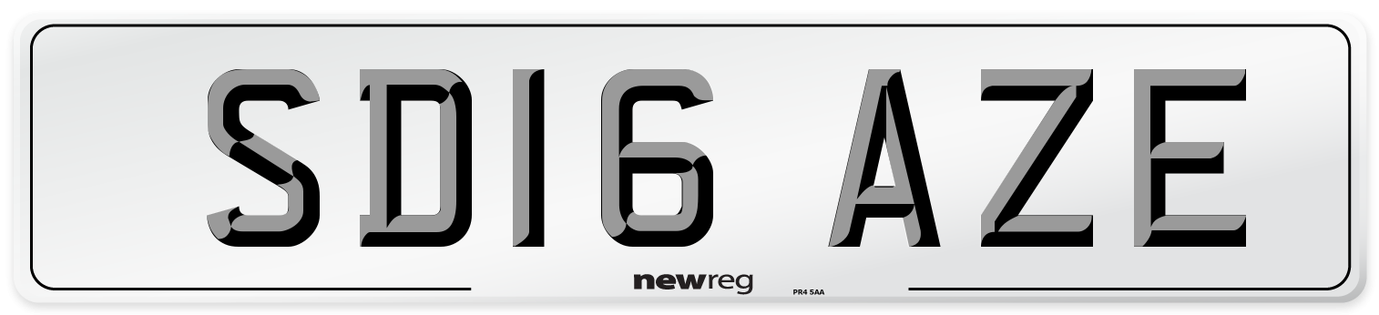 SD16 AZE Number Plate from New Reg